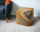 18" Brown Linen Pouf Ottoman