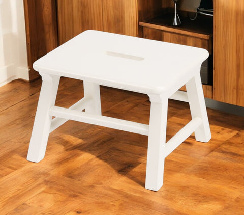 10" White Solid Wood Step Stool