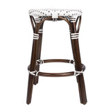 24" Brown And White Rattan Backless Counter Height Bar Chair