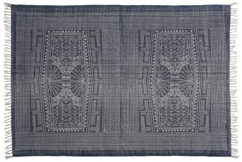 4' X 6' Blue and Ivory Area Rug