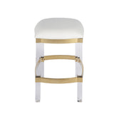 24" White and Clear Stainless Steel and Steel Backless Counter Height Bar Chair