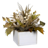 Rustic White Planter With Floral Arrangement
