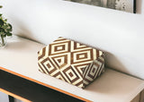 12" Brown And Ivory Wood And Bone Inlaid Geometric Storage Box