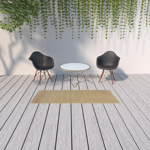 8' Beige Indoor Outdoor Runner Rug
