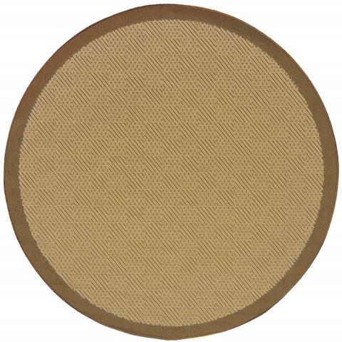 8' X 8' Beige Round Indoor Outdoor Area Rug