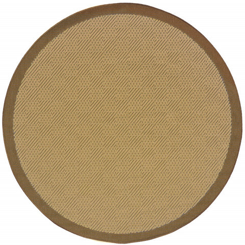 8' X 8' Beige Round Indoor Outdoor Area Rug