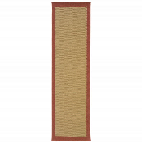 8' Beige Indoor Outdoor Runner Rug