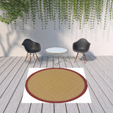 8' X 8' Beige Round Indoor Outdoor Area Rug
