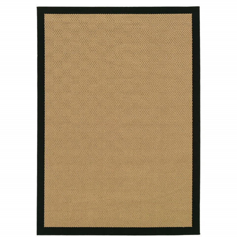 6' X 9' Beige And Black Indoor Outdoor Area Rug