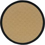 8' X 8' Beige And Black Round Indoor Outdoor Area Rug
