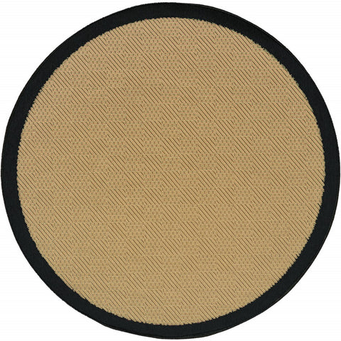 8' X 8' Beige And Black Round Indoor Outdoor Area Rug