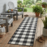 8' Black And Ivory Indoor Outdoor Runner Rug