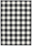 5' X 8' Black And Ivory Indoor Outdoor Area Rug