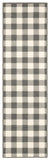 8' Gray And Ivory Indoor Outdoor Runner Rug