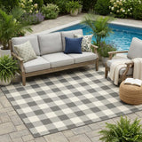 5' X 8' Gray and Ivory Indoor Outdoor Area Rug