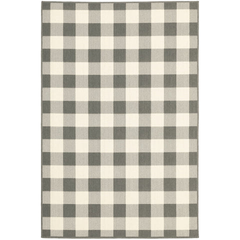 7' X 10' Gray And Ivory Indoor Outdoor Area Rug