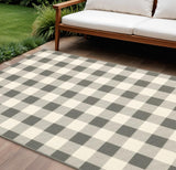 7' X 10' Gray And Ivory Indoor Outdoor Area Rug