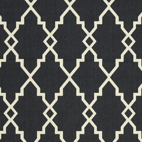 5' X 8' Black And Ivory Indoor Outdoor Area Rug