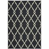 5' X 8' Black And Ivory Indoor Outdoor Area Rug