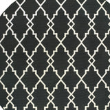 8' X 8' Black And Ivory Round Indoor Outdoor Area Rug
