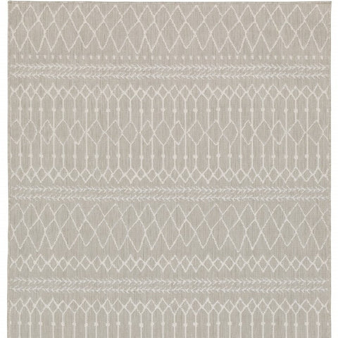 5' X 7' Gray And Ivory Indoor Outdoor Area Rug