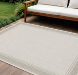 7' X 9' Gray And Ivory Indoor Outdoor Area Rug