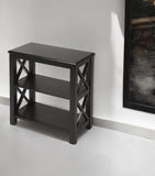25" Black Wood Two Tier Bookcase