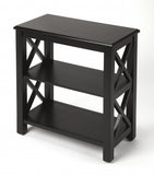 25" Black Wood Two Tier Bookcase