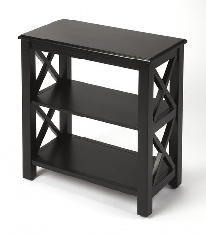 25" Black Wood Two Tier Bookcase