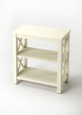 25" White Wood Two Tier Bookcase