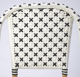 21" Black And White Woven Faux Rattan Outdoor Dining Chair