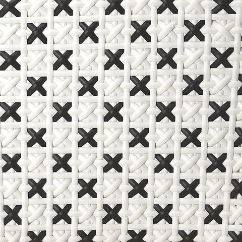21" Black And White Woven Faux Rattan Outdoor Dining Chair