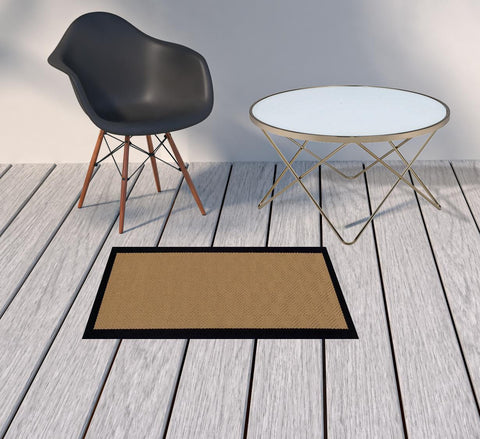 2' X 3' Beige And Black Indoor Outdoor Area Rug