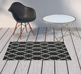 2' X 4' Black And Ivory Indoor Outdoor Area Rug