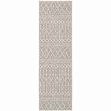 3' X 6' Gray And Ivory Indoor Outdoor Runner Rug