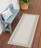3' X 6' Gray And Ivory Indoor Outdoor Runner Rug
