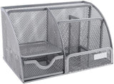 9" Gray Metal Desk Organizer