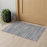 2' X 4' Navy Blue Decorative Stripes Area Rug