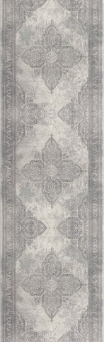 2' X 20' Gray Distressed Medallion Runner Rug