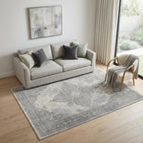 5' X 8' Gray Distressed Medallion Area Rug
