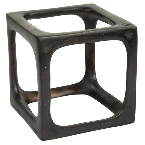 4" Black Cast Iron Cube Tabletop Sculpture