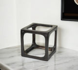 4" Black Cast Iron Cube Tabletop Sculpture