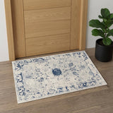 2' X 3' Navy Blue Distressed Floral Scatter Rug