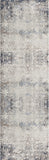 2' X 6' Navy And Beige Distressed Vines Area Rug