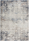 5' X 8' Navy And Beige Distressed Vines Area Rug