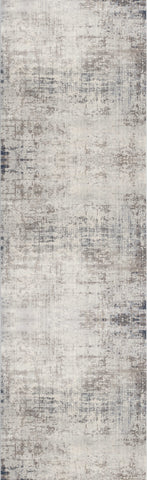20' Blue And Ivory Abstract Runner Rug