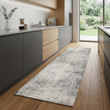 2' X 8' Navy Blue Distressed Striations Runner Rug
