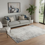 5' X 8' Navy Blue Distressed Striations Area Rug