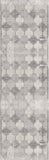 2' X 20' Gray Distressed Trellis Pattern Runner Rug