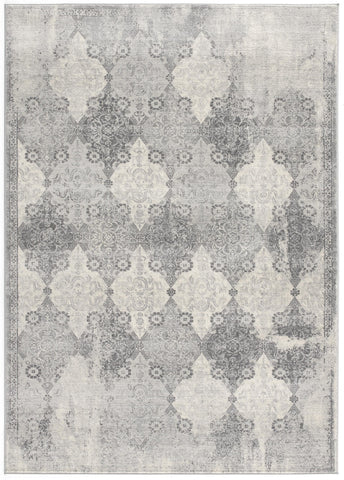2' X 5' Grey Damask Area Rug